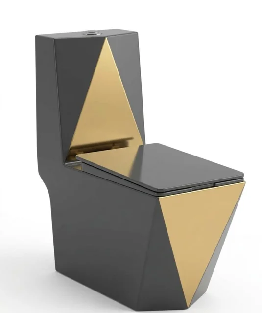 Black & Gold Diamond Designer Toilet